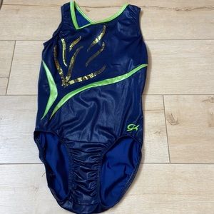 AL blue & green GK gymnastics leotard